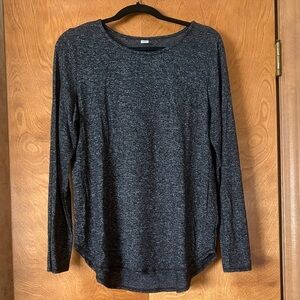 Classic Long-Sleeve Black Heather Women's Top Large